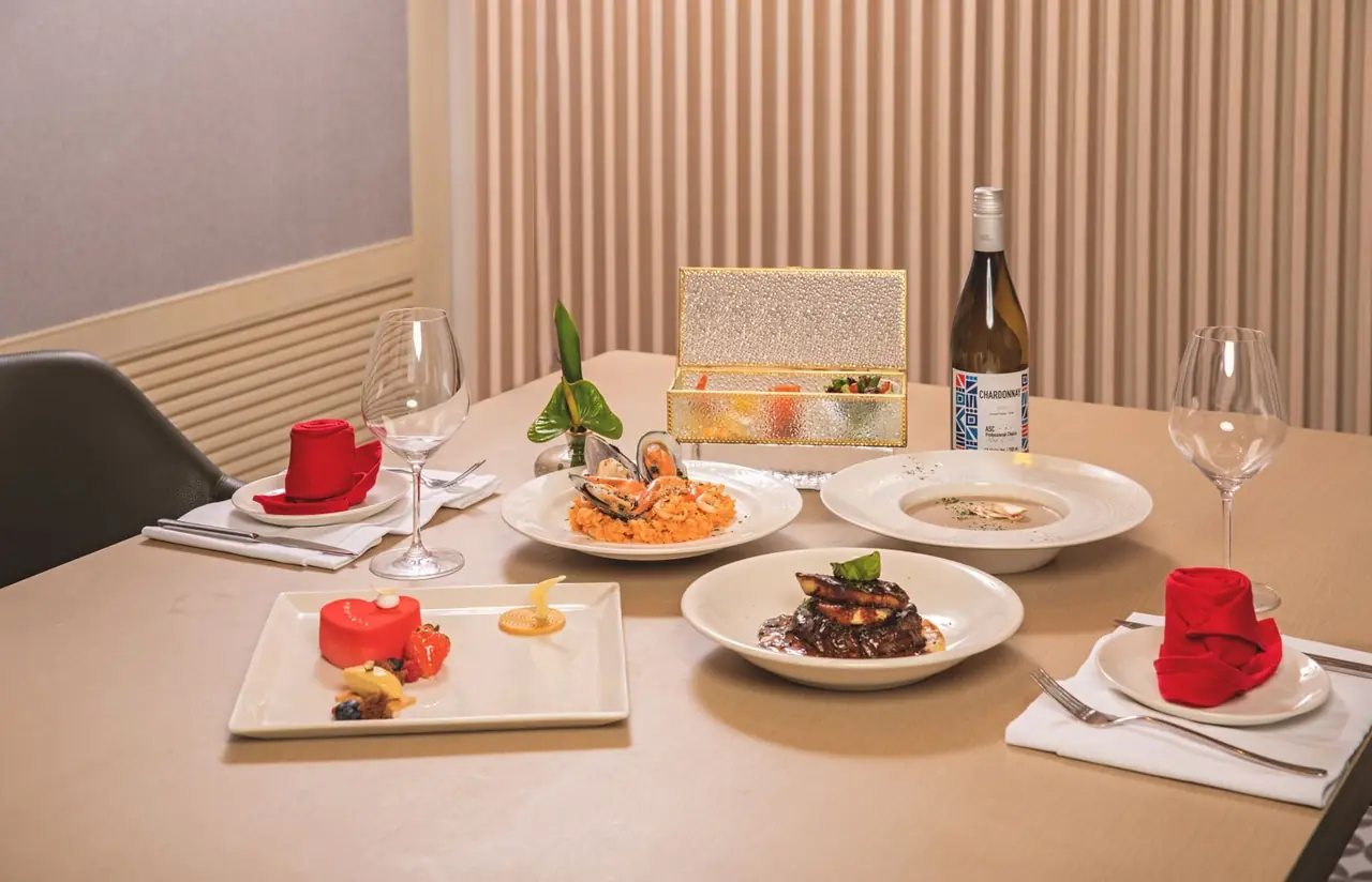 Luxurious table setting with desserts
